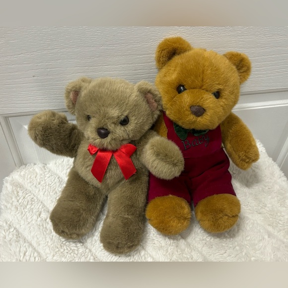 2 Commonwealth mini soft and fluffy teddy bears plushes 10” & 12” - Picture 3 of 16
